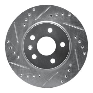 Chevrolet Bolt EV Brake Rotor (1) - Front Left - R1 Concepts - Drilled & Slotted - Silver - `11-`23